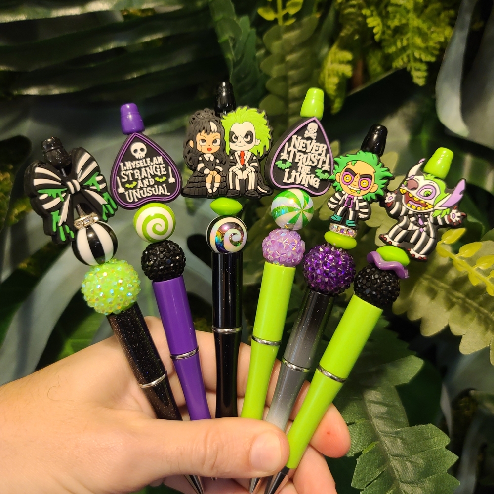 FANCY RHINESTONE BEADED BEETLEJUICE PENS